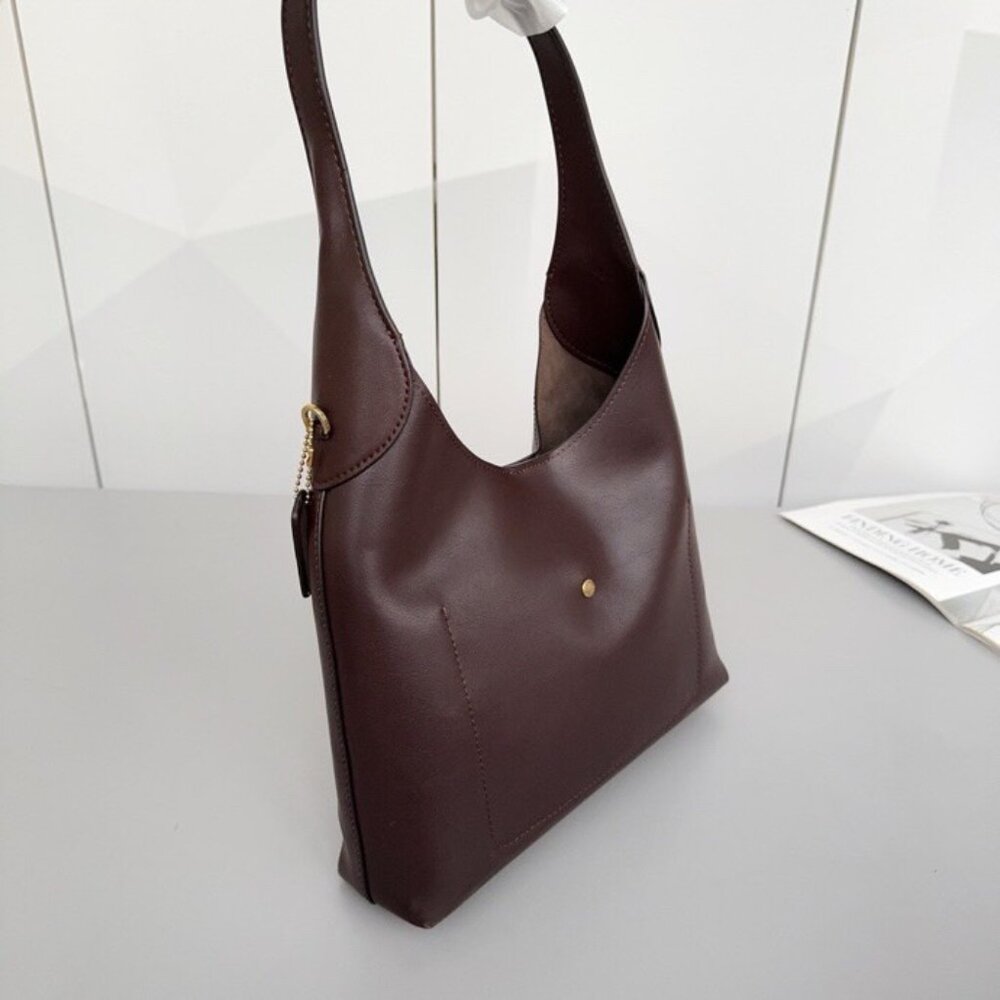 Coach Brooklyn 28 Large Maple Brown Leather Shoulder Bag New - Picture 4 of 5